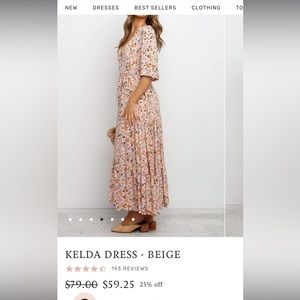 Petal & Pup - Kelda Dress - Beige pink floral (like new)